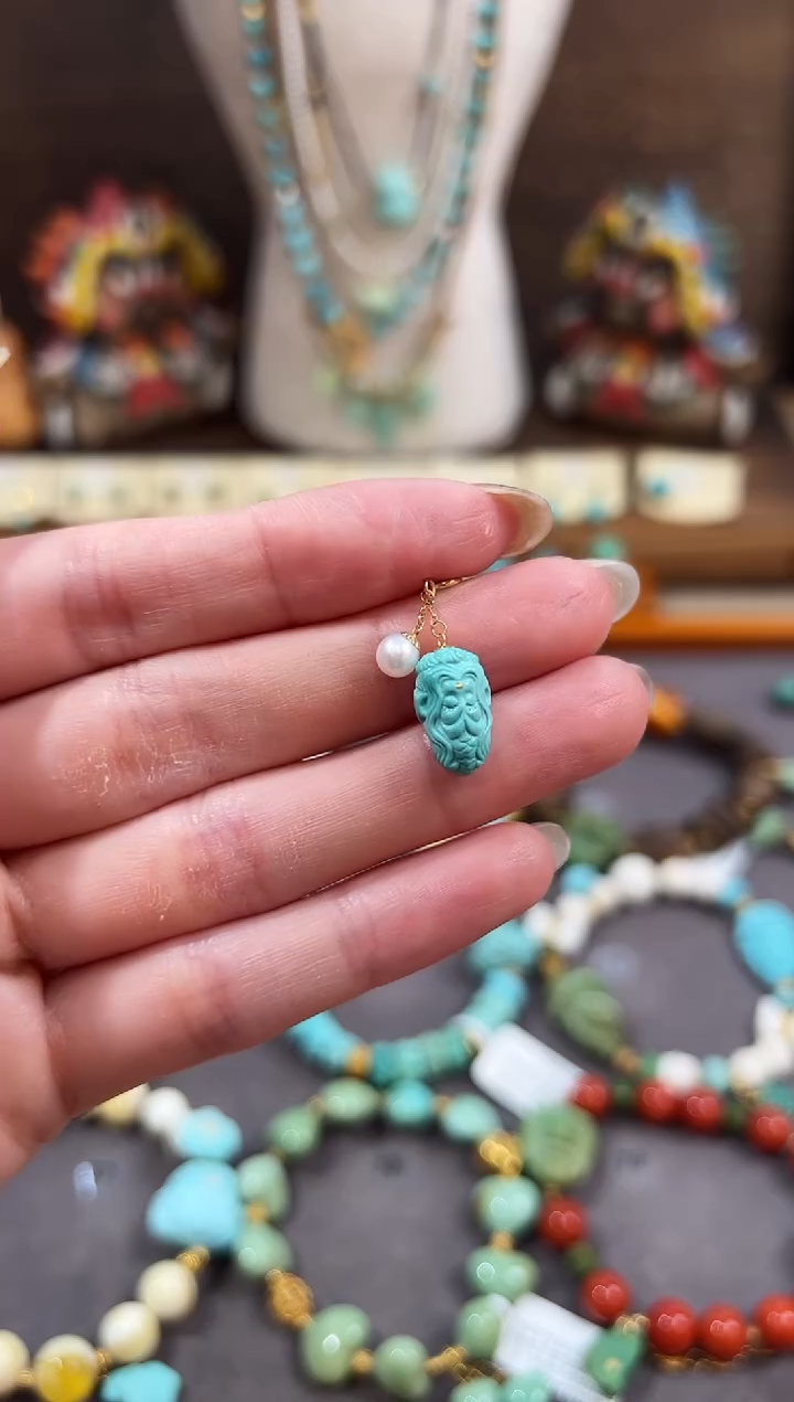 绿松石18K金镶嵌提溜绿松石提溜