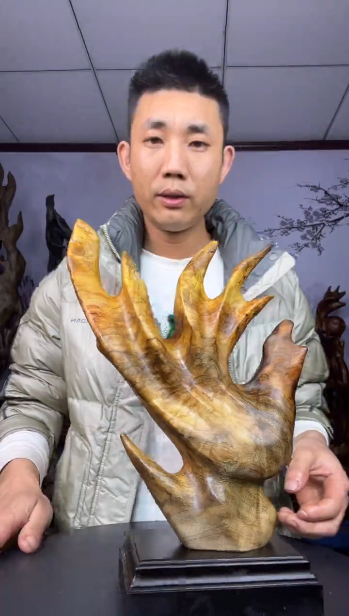 金丝楠木雕款秋****落金丝楠木工艺品摆件