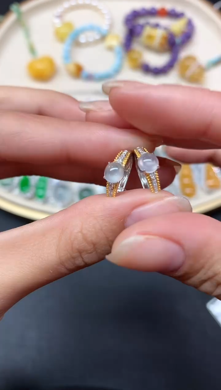 【闪购商品】翡翠耳饰18K金镶嵌耳饰A288|2980