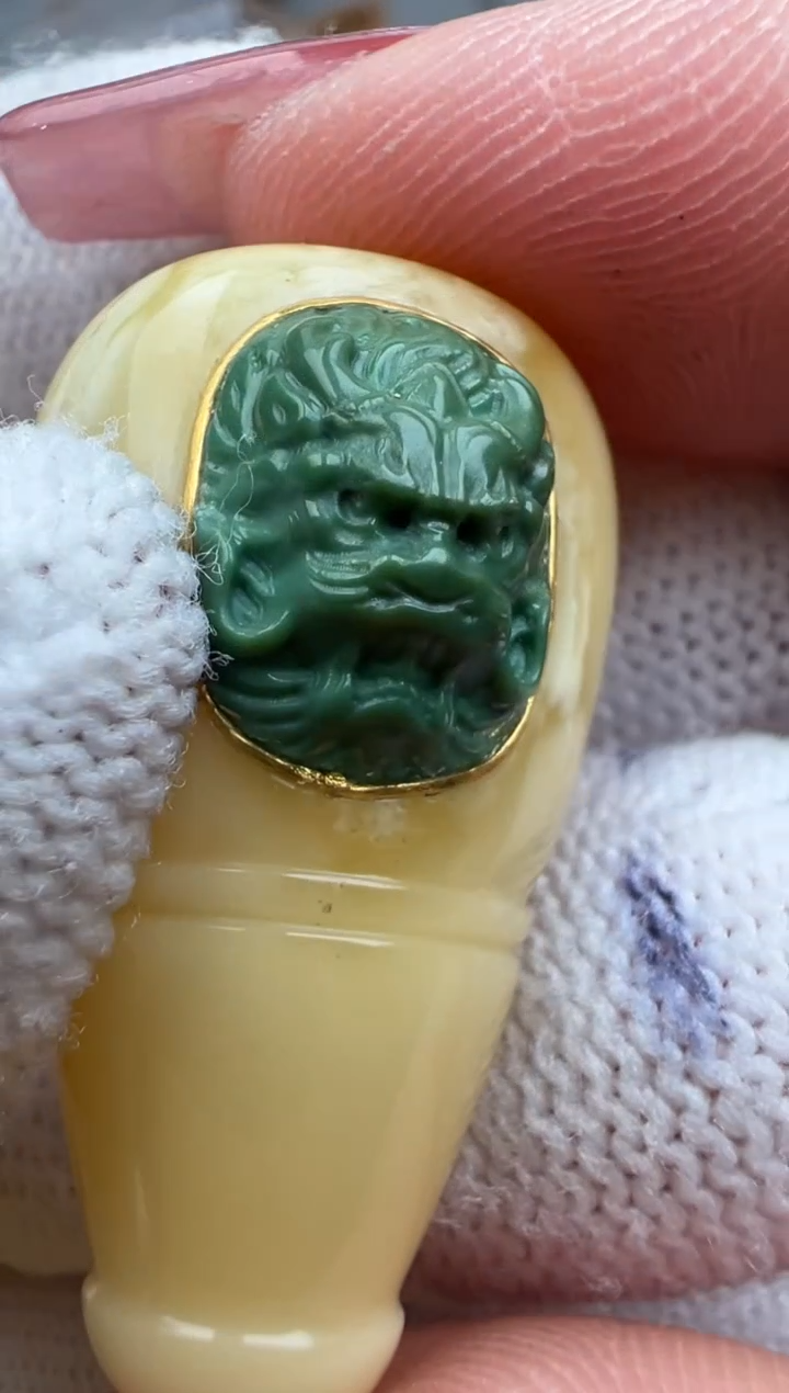 【闪购商品】蜜蜡裸石18K金镶嵌蜜蜡三通