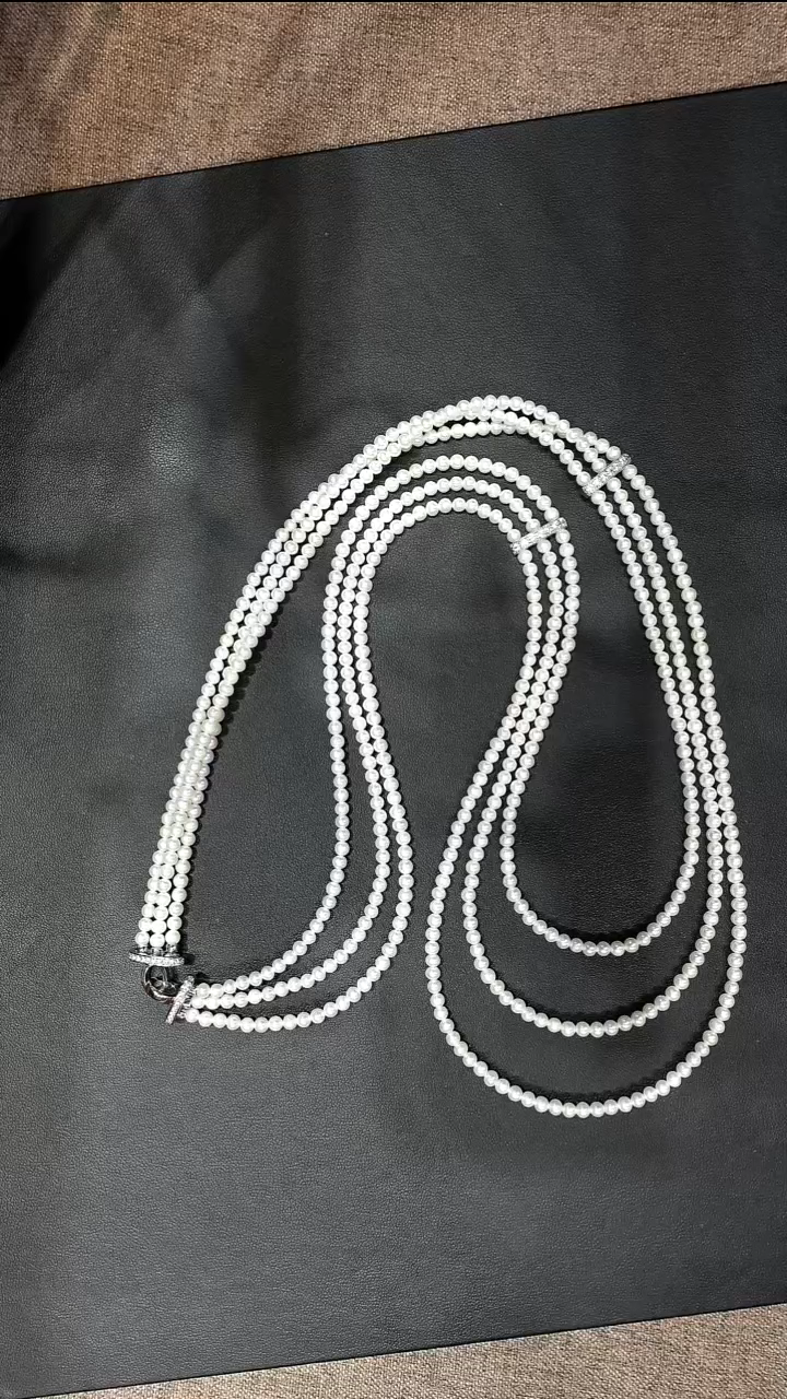 毛衣链银S925镶嵌海水珍珠珍珠毛衣链