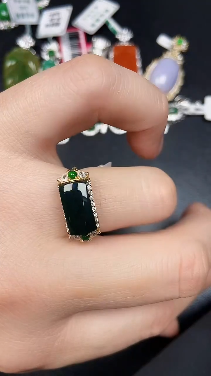 银S925镶嵌戒指翡翠2300