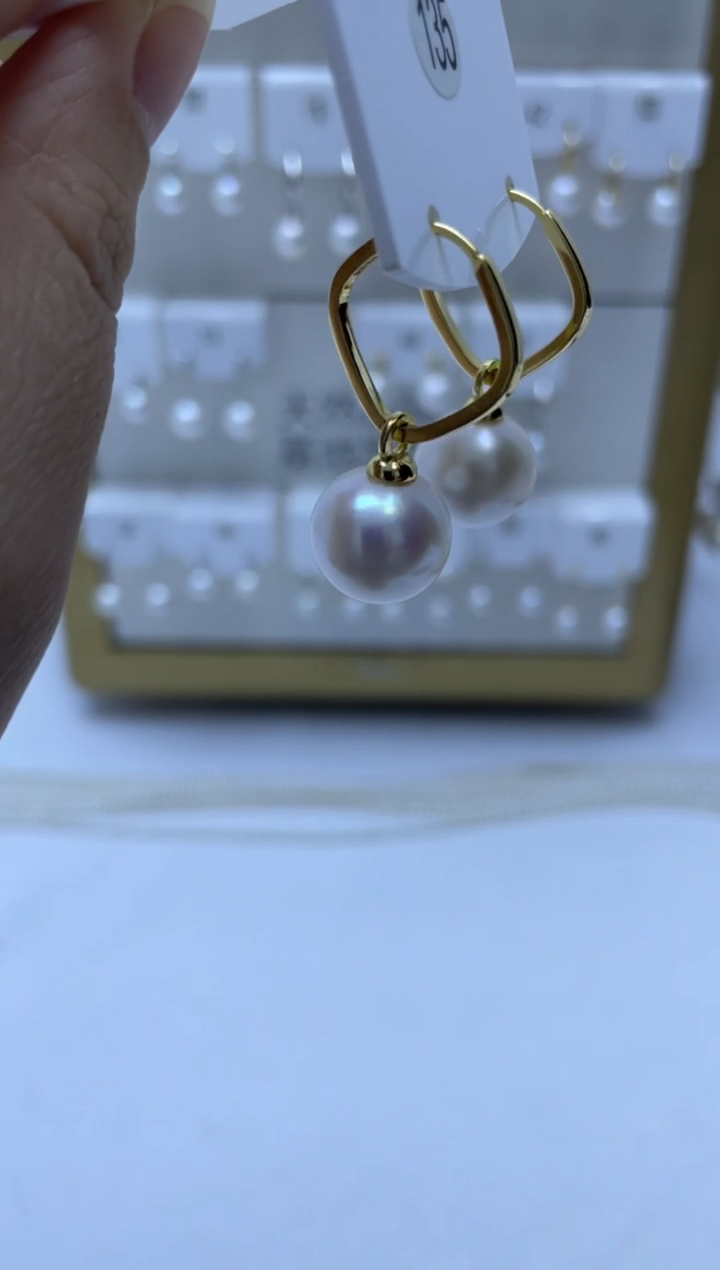 银S925镶嵌耳饰淡水珍珠135