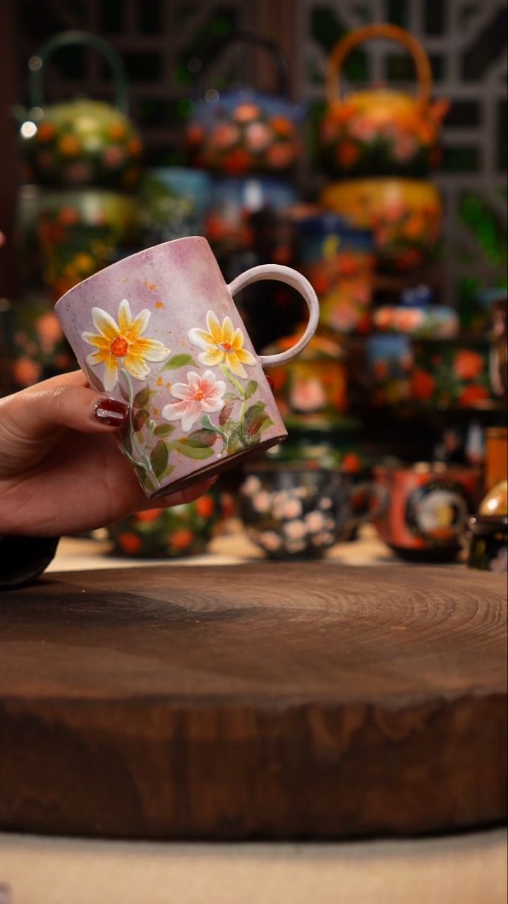 紫砂油画手绘釉下彩