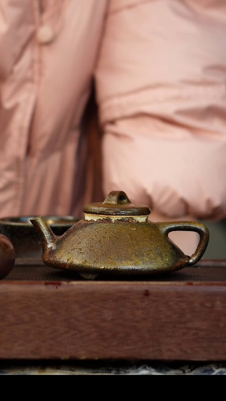 茶壶紫砂微瑕 柴烧紫砂天青石瓢160cc