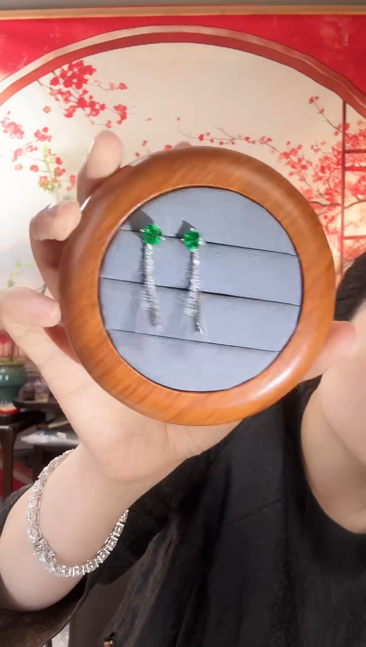 主播定制链接 绿色耳线耳饰