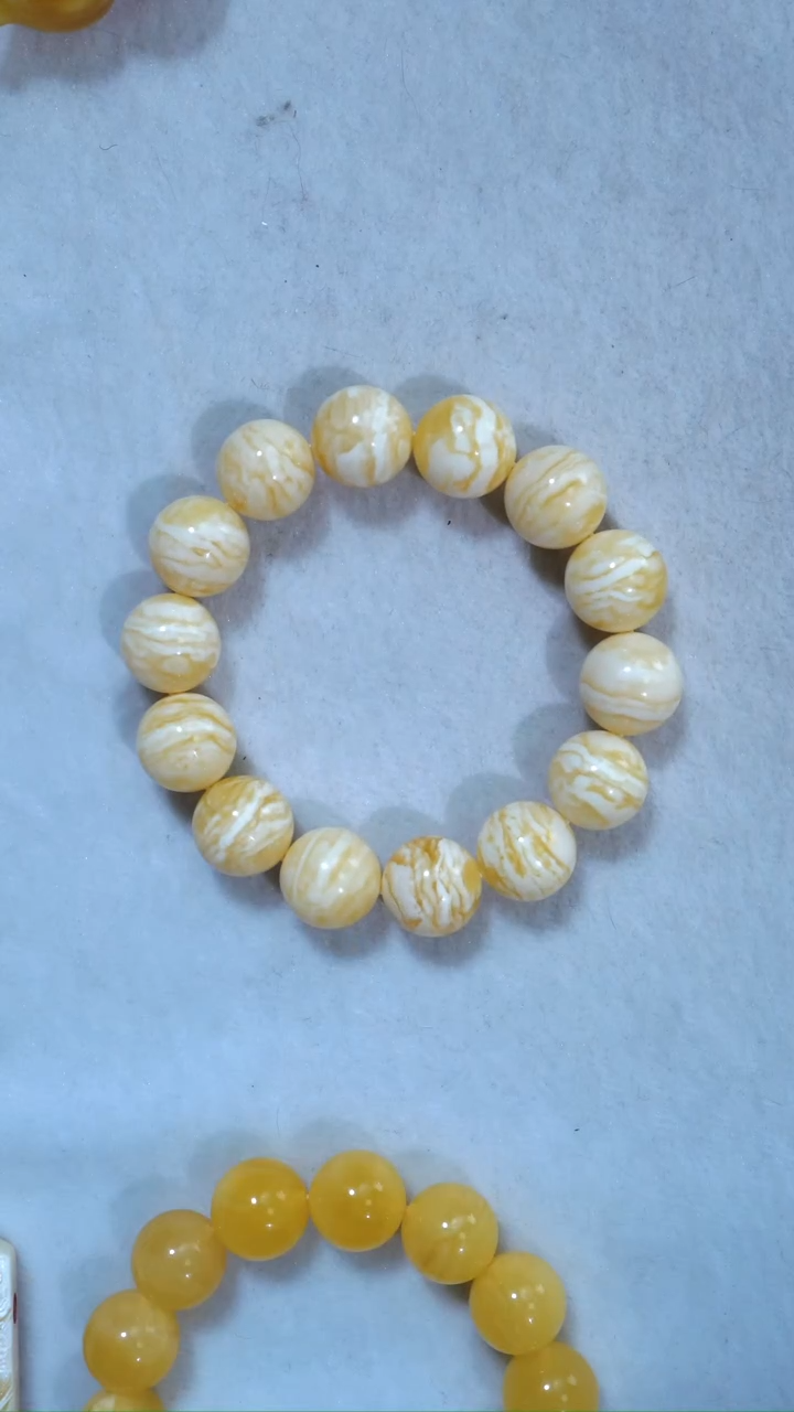 手链琥珀未镶嵌典藏级16.5mm瓷白虎皮千层雪