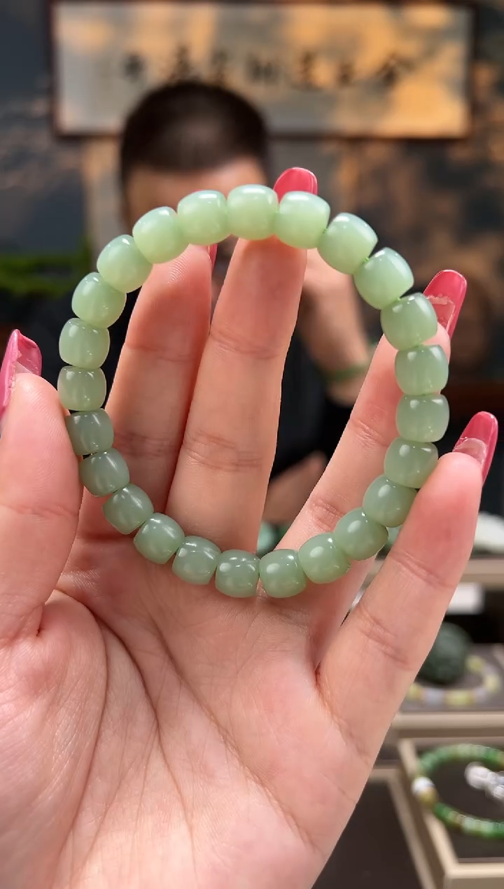 【闪购商品】和田玉手串未镶嵌粉青卡9mm