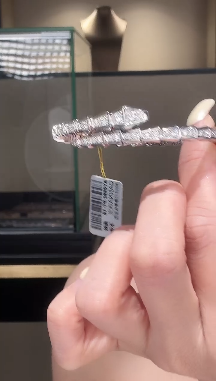 铂Pt950镶嵌手镯钻石满钻蛇手镯 【拍下备注圈号】