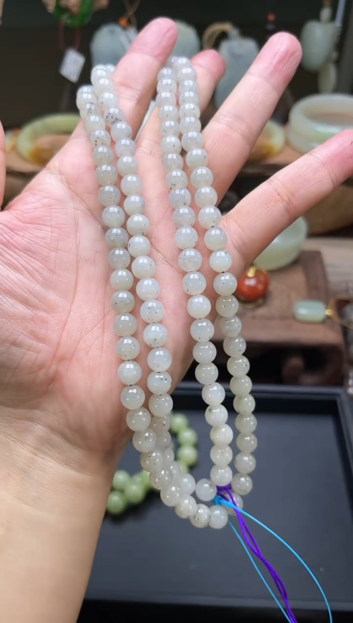 【闪购商品】和田玉项链未镶嵌108卡8点墨青花珠链9006400
