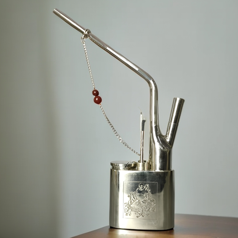 铜摆件白铜传统复古工艺半手工半机制中腰杆圆壶桌面摆件创意家用