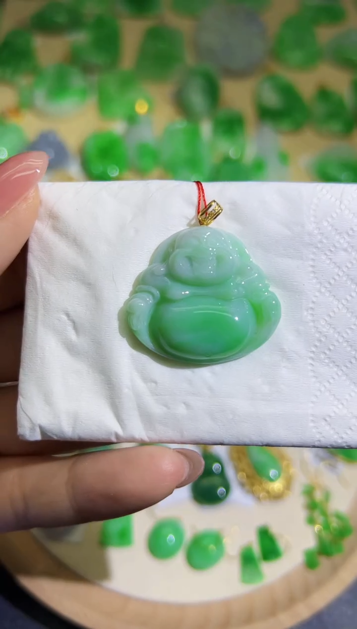 【闪购商品】翡翠颈饰18K金镶嵌Q缅料A货翡翠/支持复检/一件