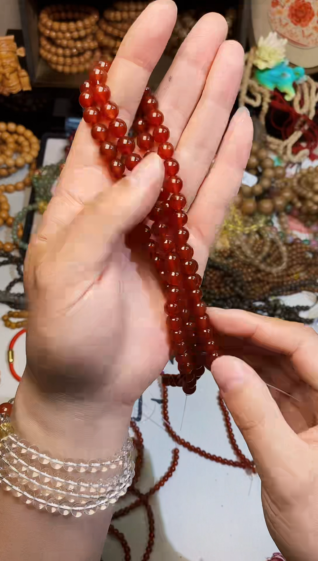 【闪购商品】查罗石手绳合金红玛卡8 47颗半成品