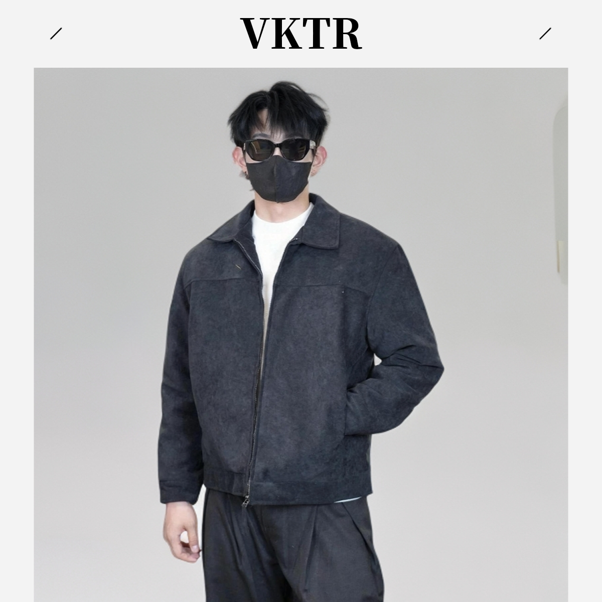 宽松纯色宽松型夹克不起球冬季男翻领保暖简约毛呢翻领夹克男士