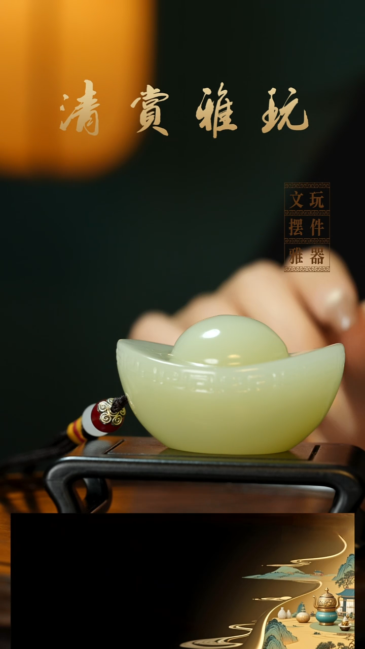 玉《一锭暴富》手把件摆件