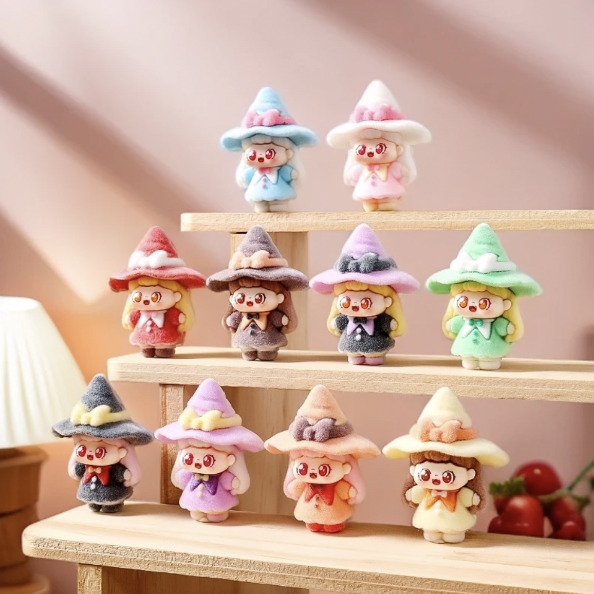 【植绒小魔女甜崽系列对对碰】混拆立体流沙桌面摆件挂饰diy饰品