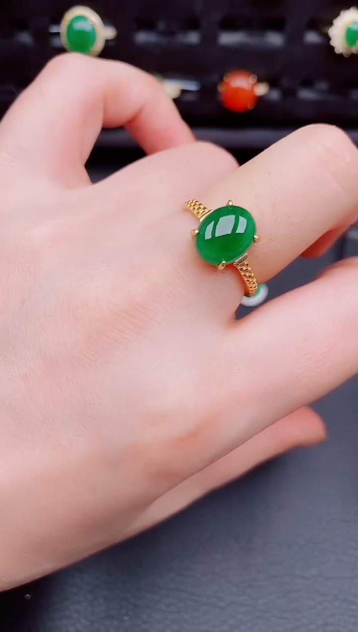 【闪购商品】翡翠戒指银S925镶嵌天然a货翡翠290