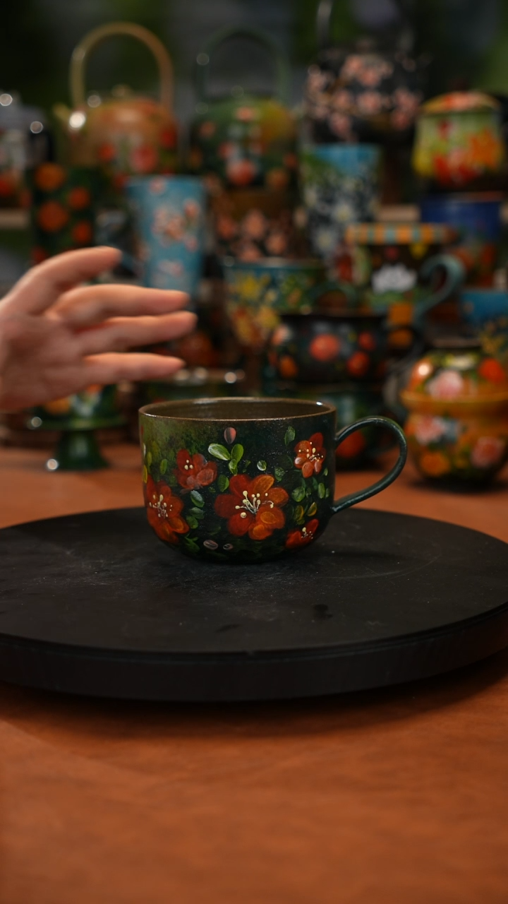 紫砂油画手绘釉下彩