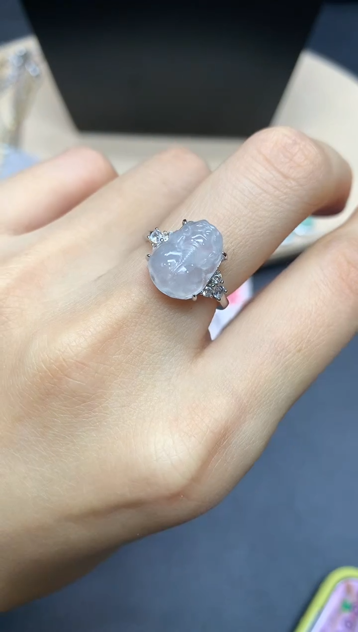 【闪购商品】翡翠戒指银S925镶嵌貔貅【多样性发其一】