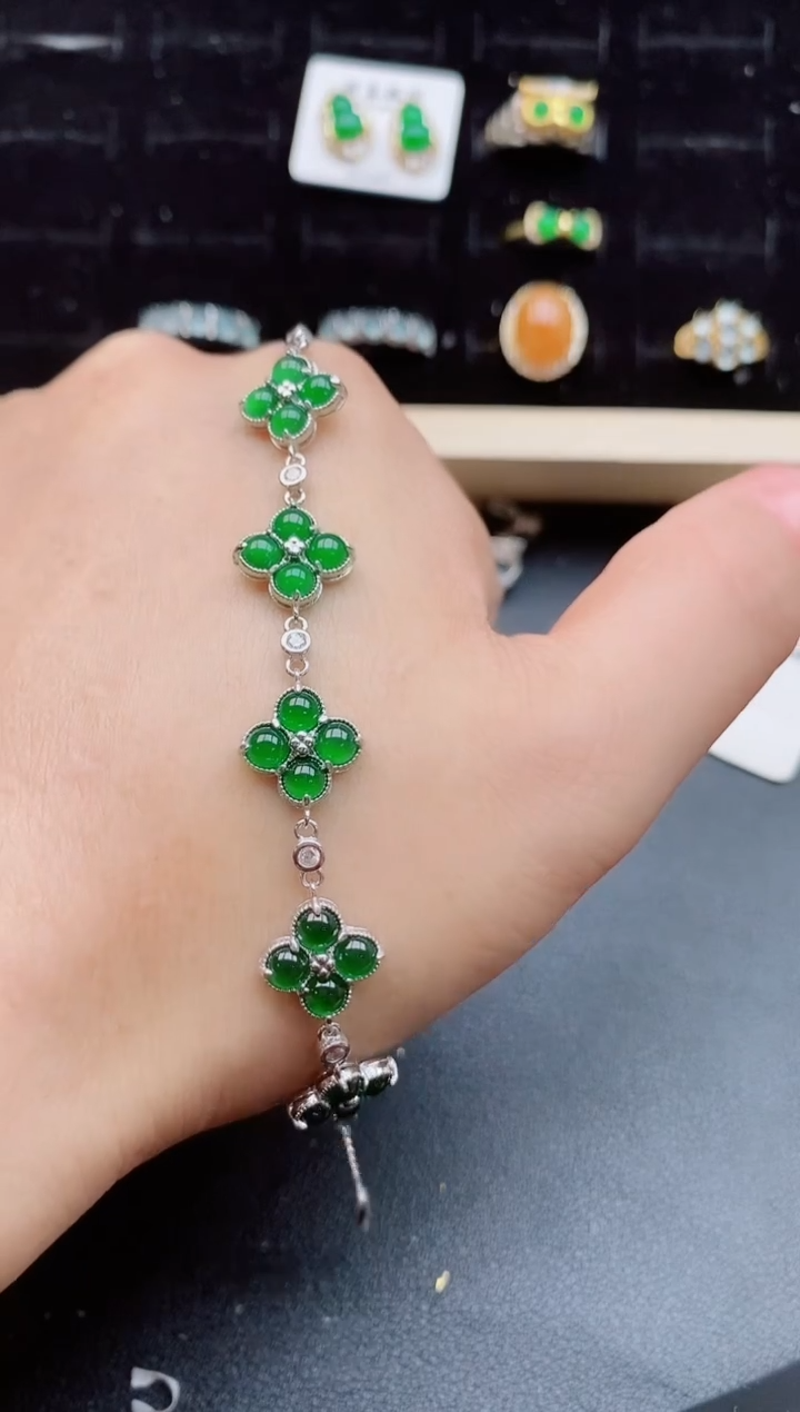 【闪购商品】翡翠手链银S925镶嵌508500