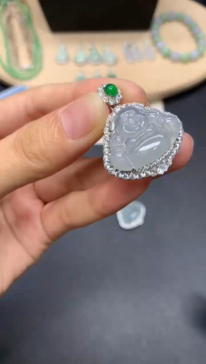 翡翠银S925镶嵌吊坠(不含链)佛公【多样性发其一】
