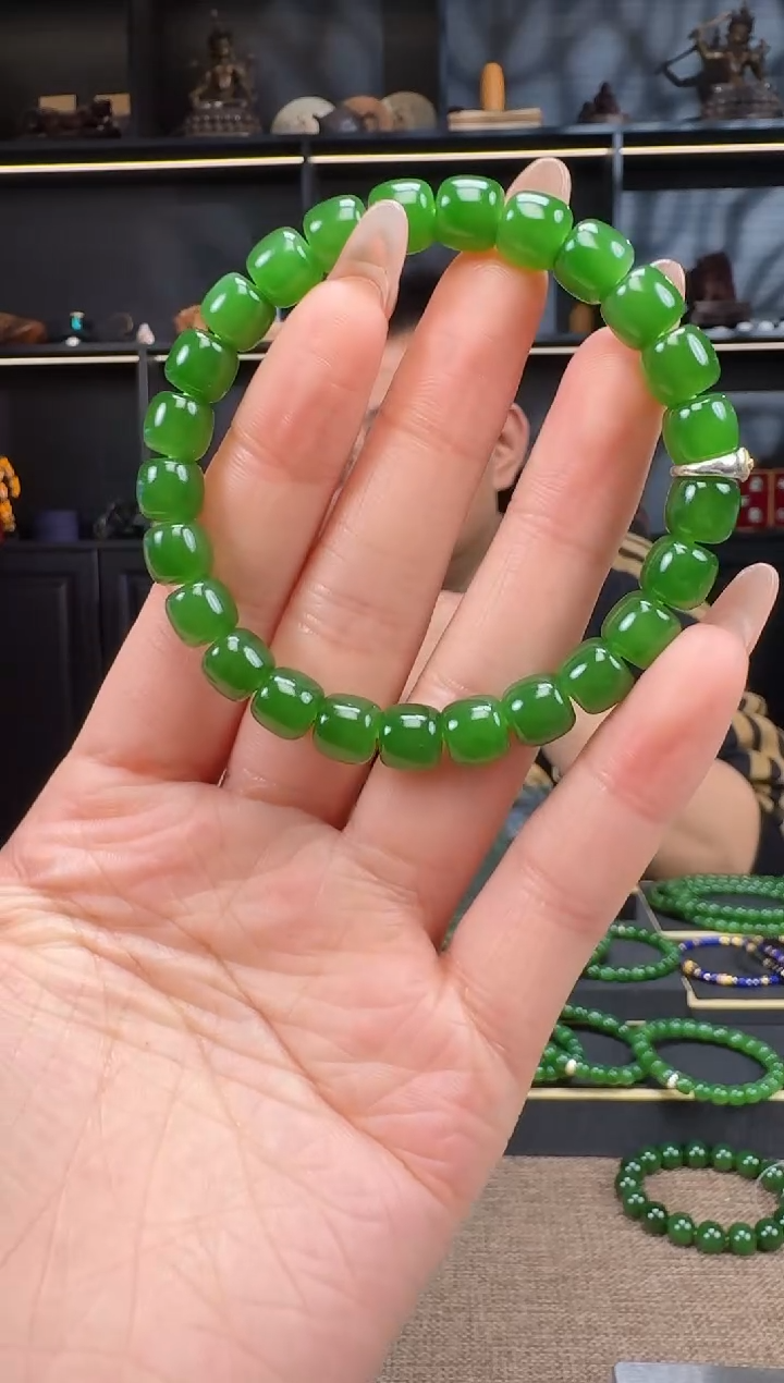 【闪购商品】和田玉1未镶嵌8.5mm碧玉极致手串