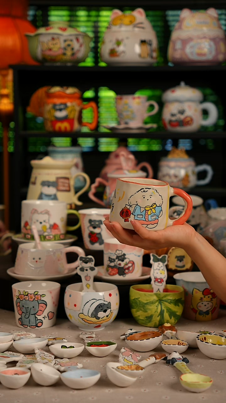 陶瓷无盖款景德镇高温釉下彩纯手绘创意瓷