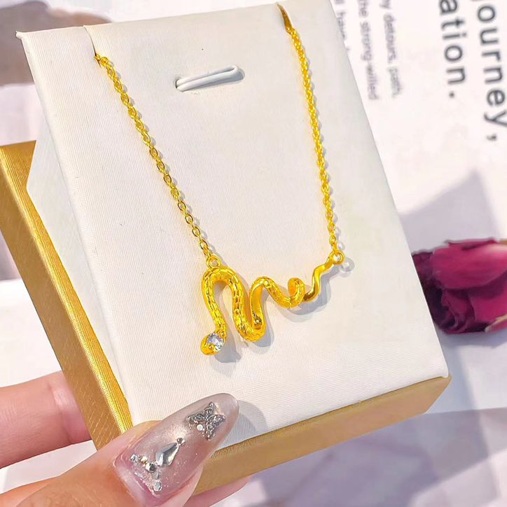 铜合金项链 灵蛇项链蛇年本命年生肖小众设计款新中式金色