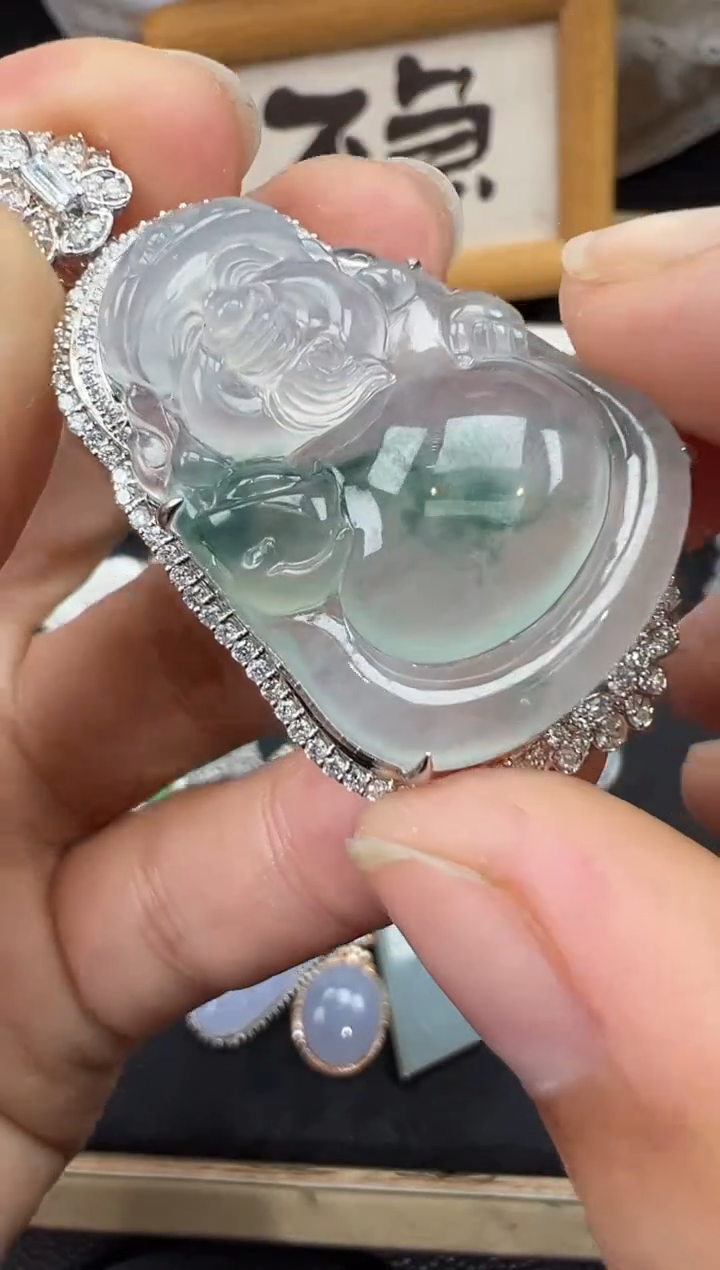 【闪购商品】翡翠吊坠(不含链)18K金镶嵌财哥