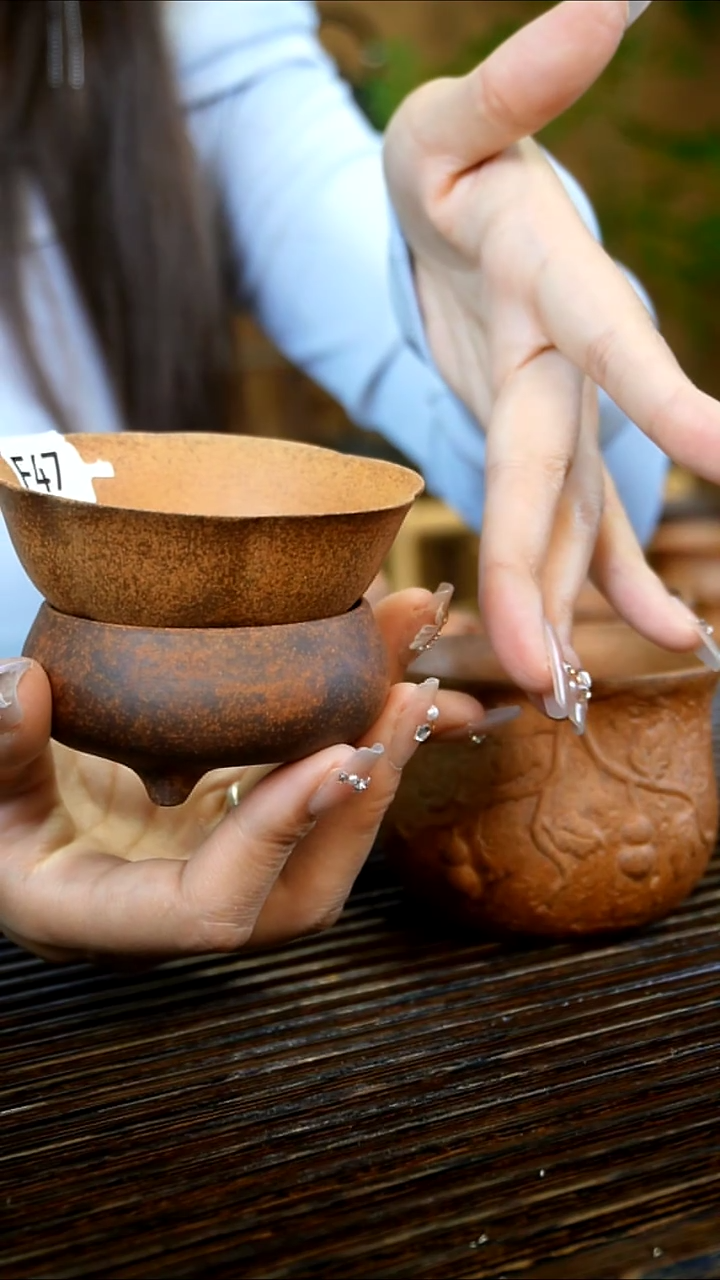 F47原矿花瓣茶漏组磨砂感老岩泥