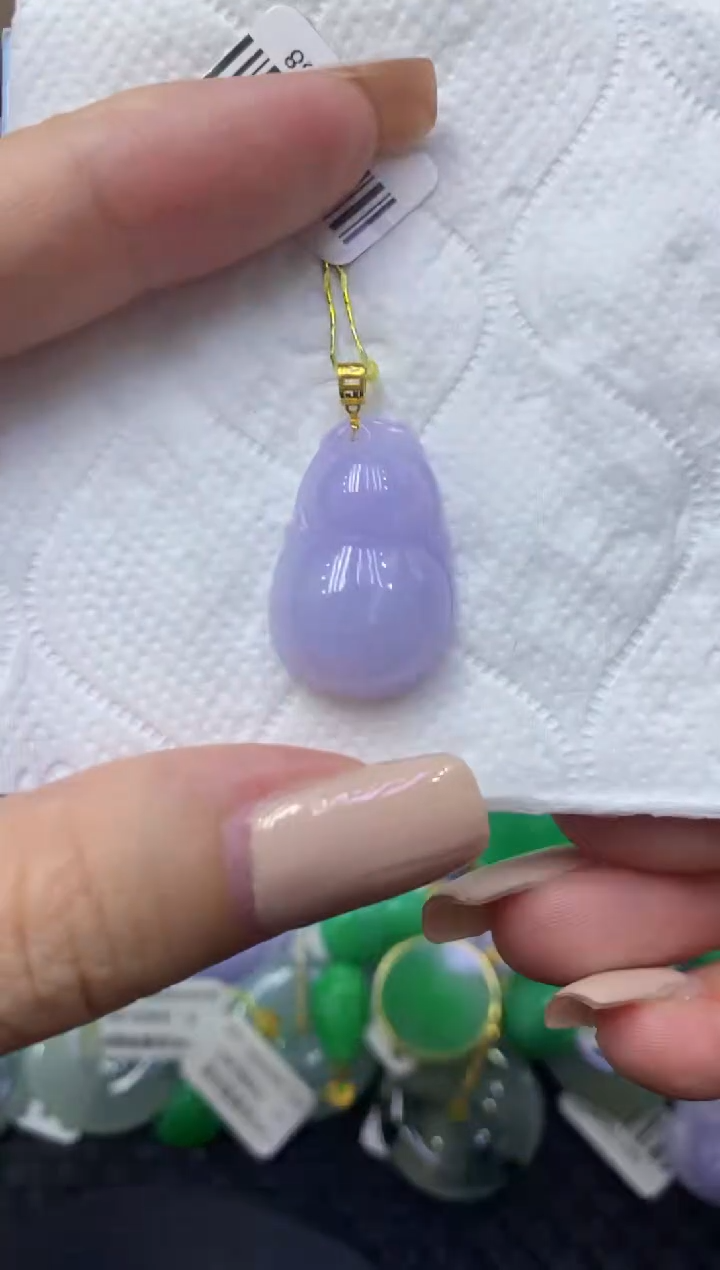 颈饰18K金镶嵌翡翠天然缅甸翡翠A货