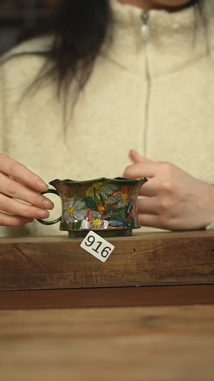 设计师手作款贰俩 手绘咖啡杯 