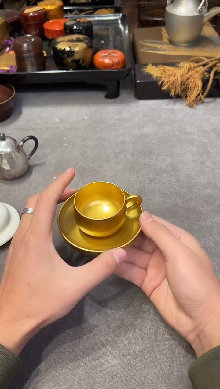 金箔一口杯 大漆漆器大漆漆器
