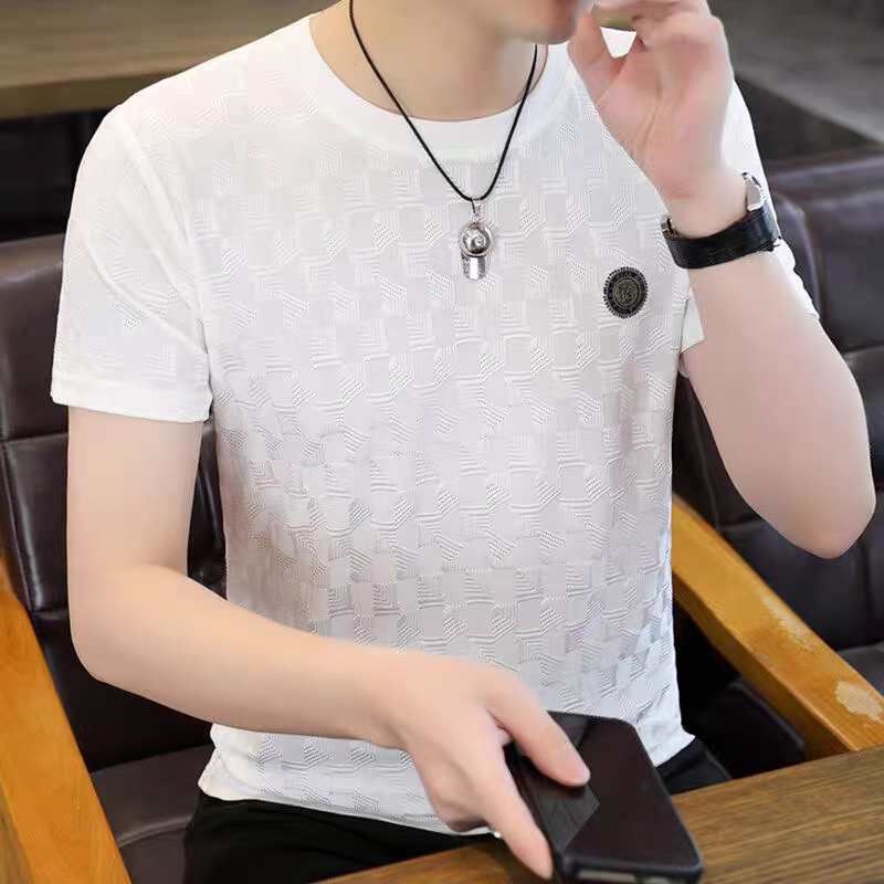 冰丝速干短袖t恤男夏季新款圆领休闲上衣2622# 衣长65