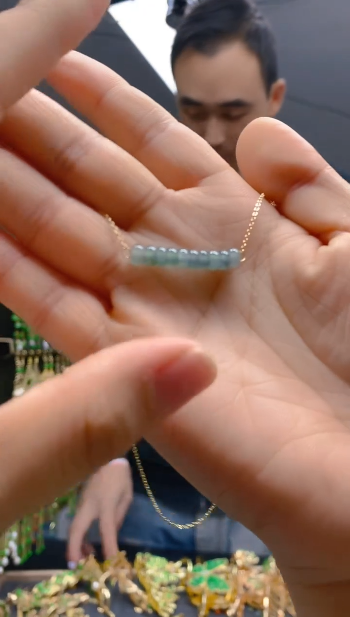 【闪购商品】翡翠耳饰合金087翡翠锁骨链