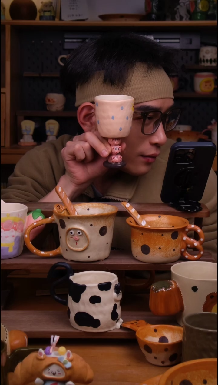 杯子陶景德镇可爱设计师款陶瓷