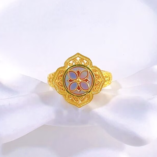 双十二【赛菲尔精品】足金经典螺钿繁花戒指
