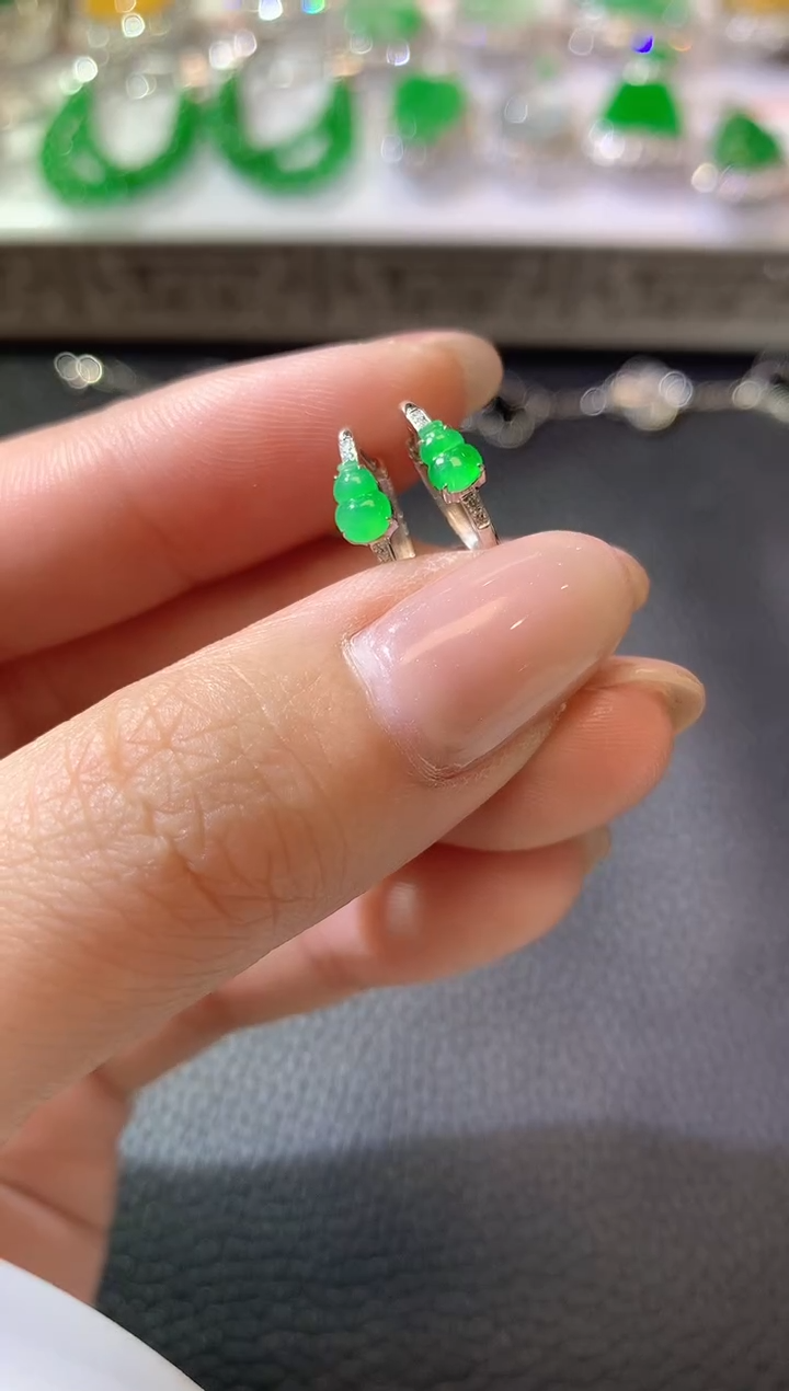 【闪购商品】翡翠耳饰18K金镶嵌C1多样性发一件