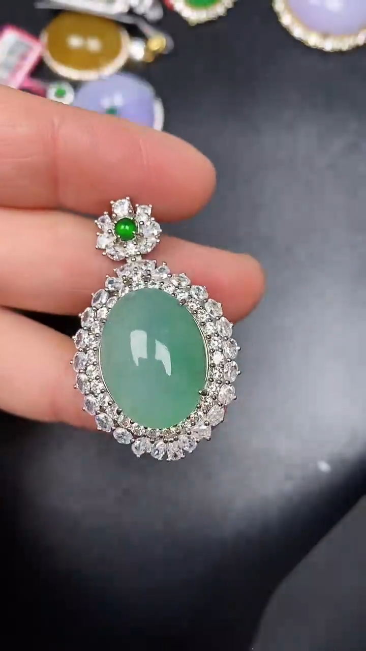 银S925镶嵌戒指翡翠7800