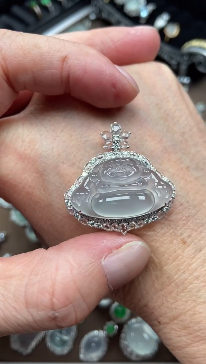 【闪购商品】翡翠吊坠(不含链)18K金镶嵌佛公