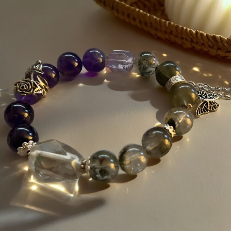 富贵珠宝-紫青宝剑蝴蝶装饰手链