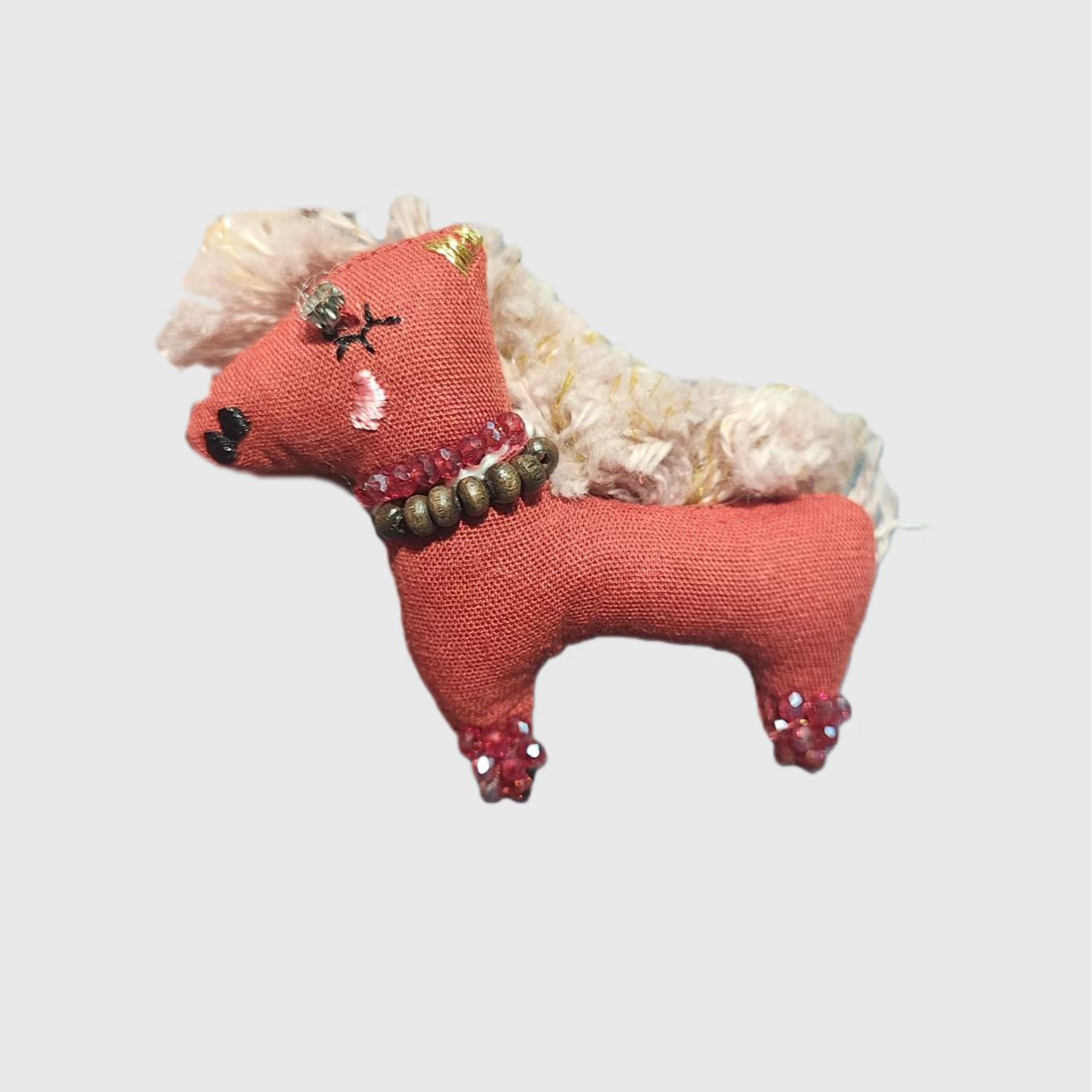 非金属布艺胸针 红色本命年可爱非金属布艺小马胸针配饰