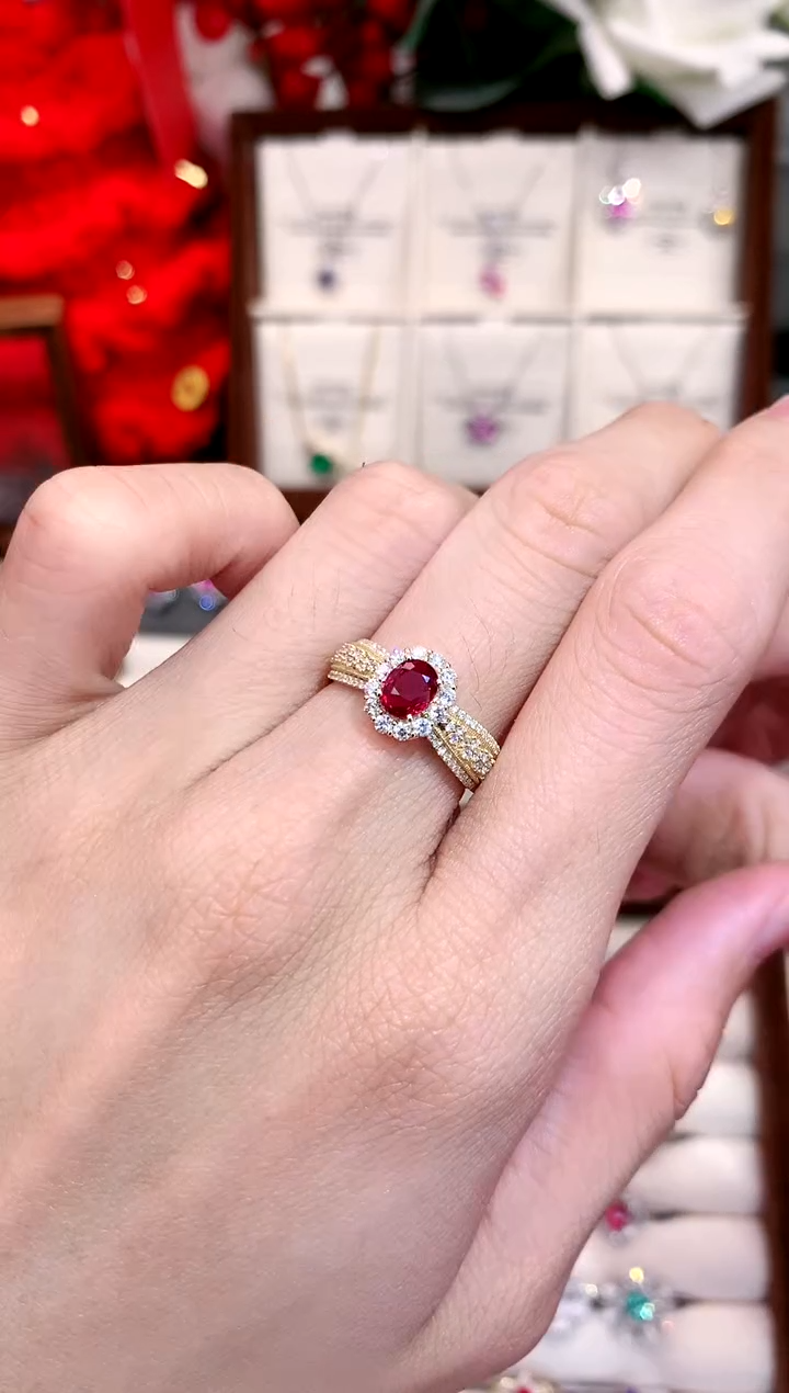 【闪购商品】红宝石戒指18K金镶嵌0.75ct/天然宝石/七天无理由