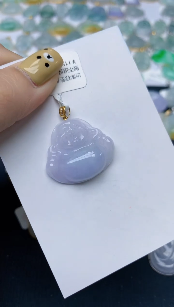 翡翠18K金镶嵌颈饰 天然翡翠A货