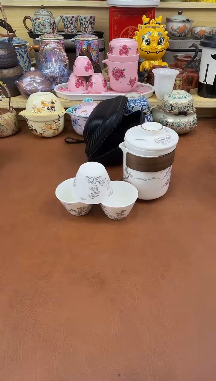 陶瓷茶具摆件旅行套组