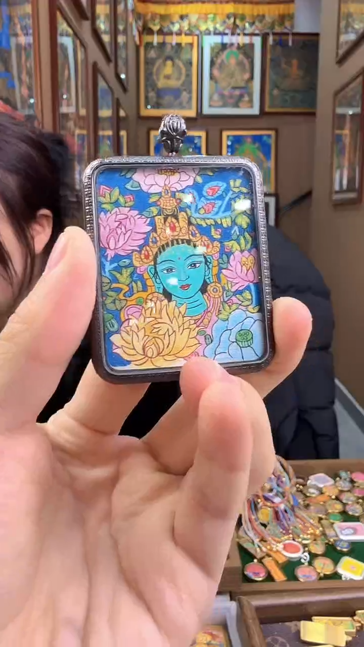 吊坠绿度母-热贡纯手绘唐卡