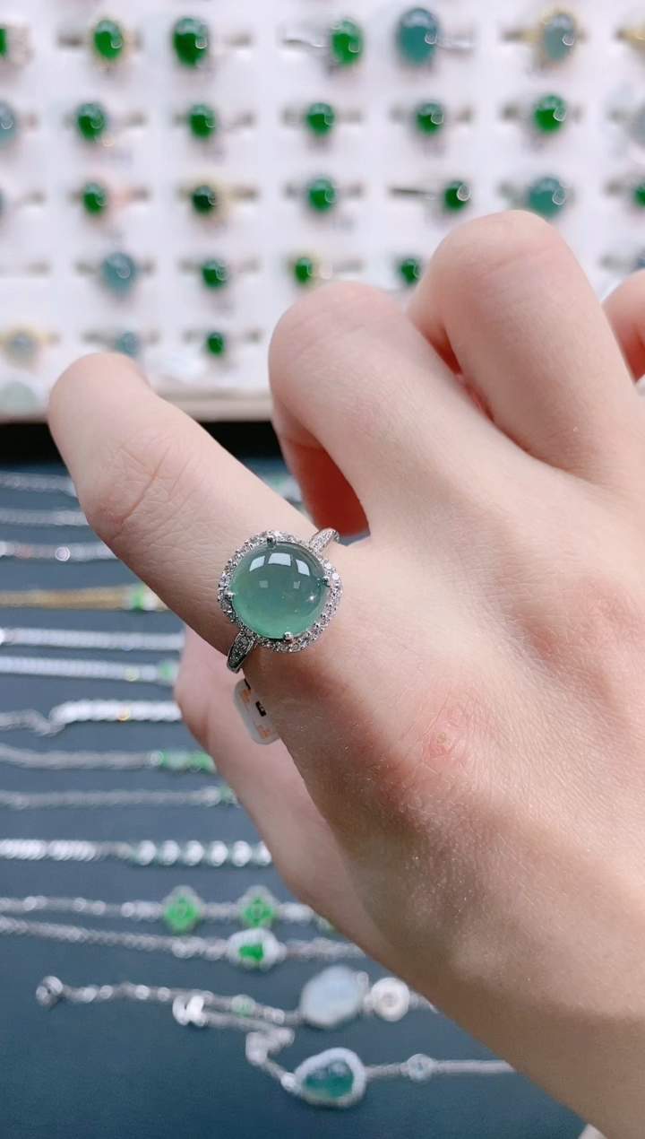 【闪购商品】翡翠戒指银S925镶嵌天然翡翠