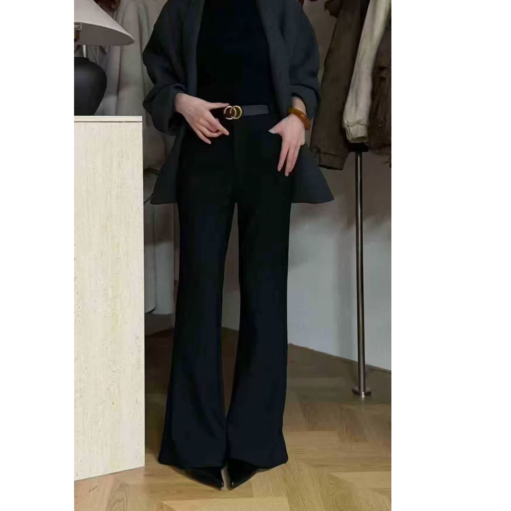 秋款加厚版本微弹微喇裤