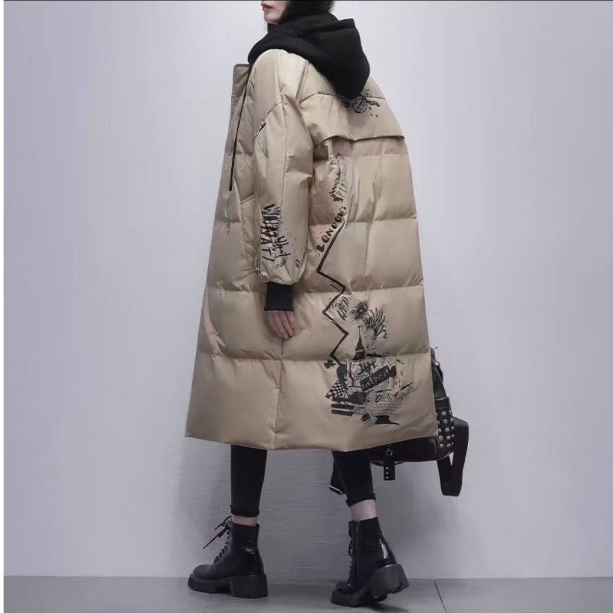 【TD】女长款2025冬装新款韩版白鸭绒时尚显瘦保暖加厚外套8522