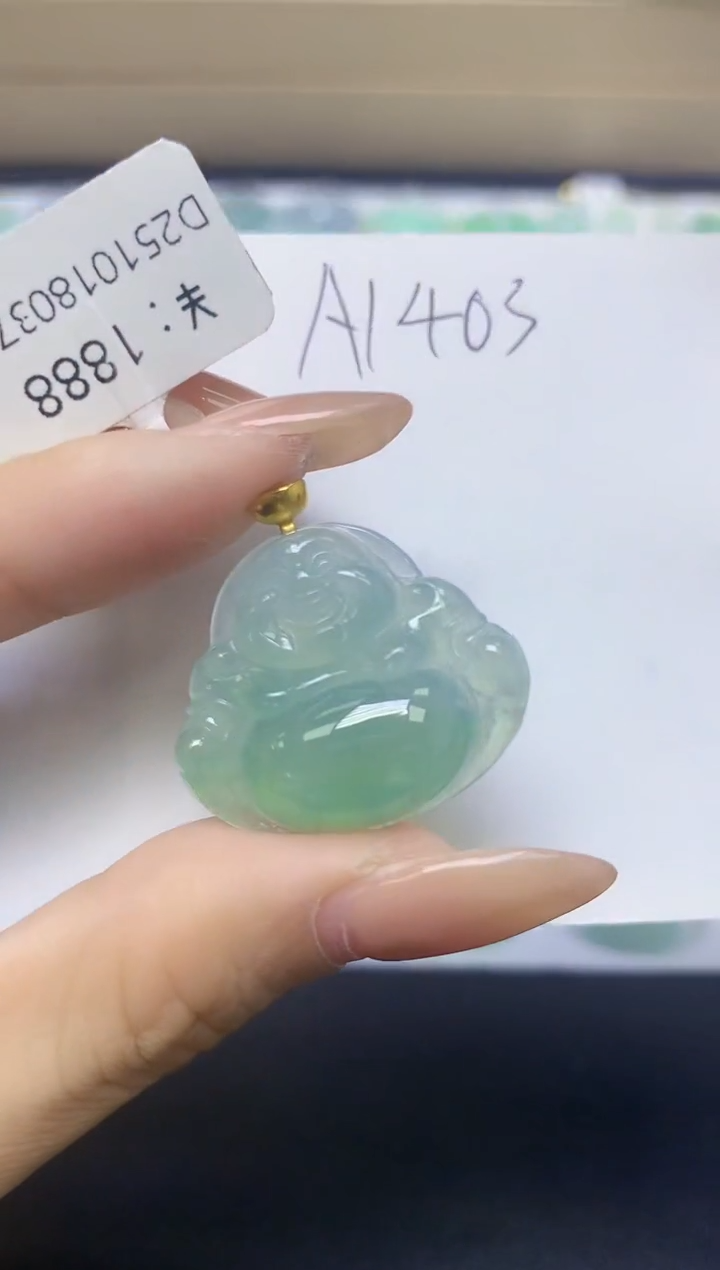 颈饰18K金镶嵌翡翠天然缅甸A货翡翠百元以上9元证书费自理1